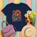 Surfing German Shorthaired Pointer On Waves T-Shirt in Navy