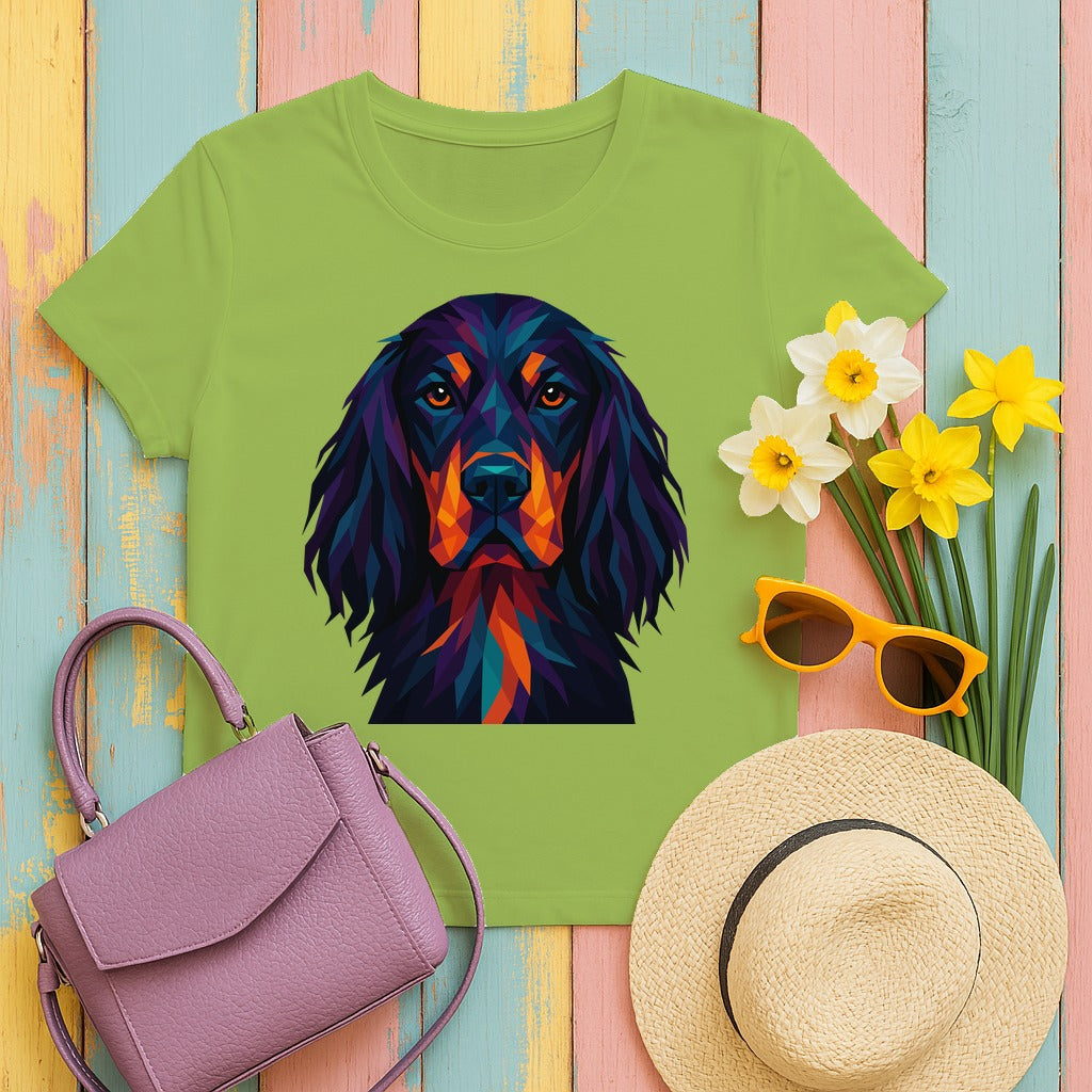 Polygon Art Style Gordon Setter T-Shirt in Kiwi