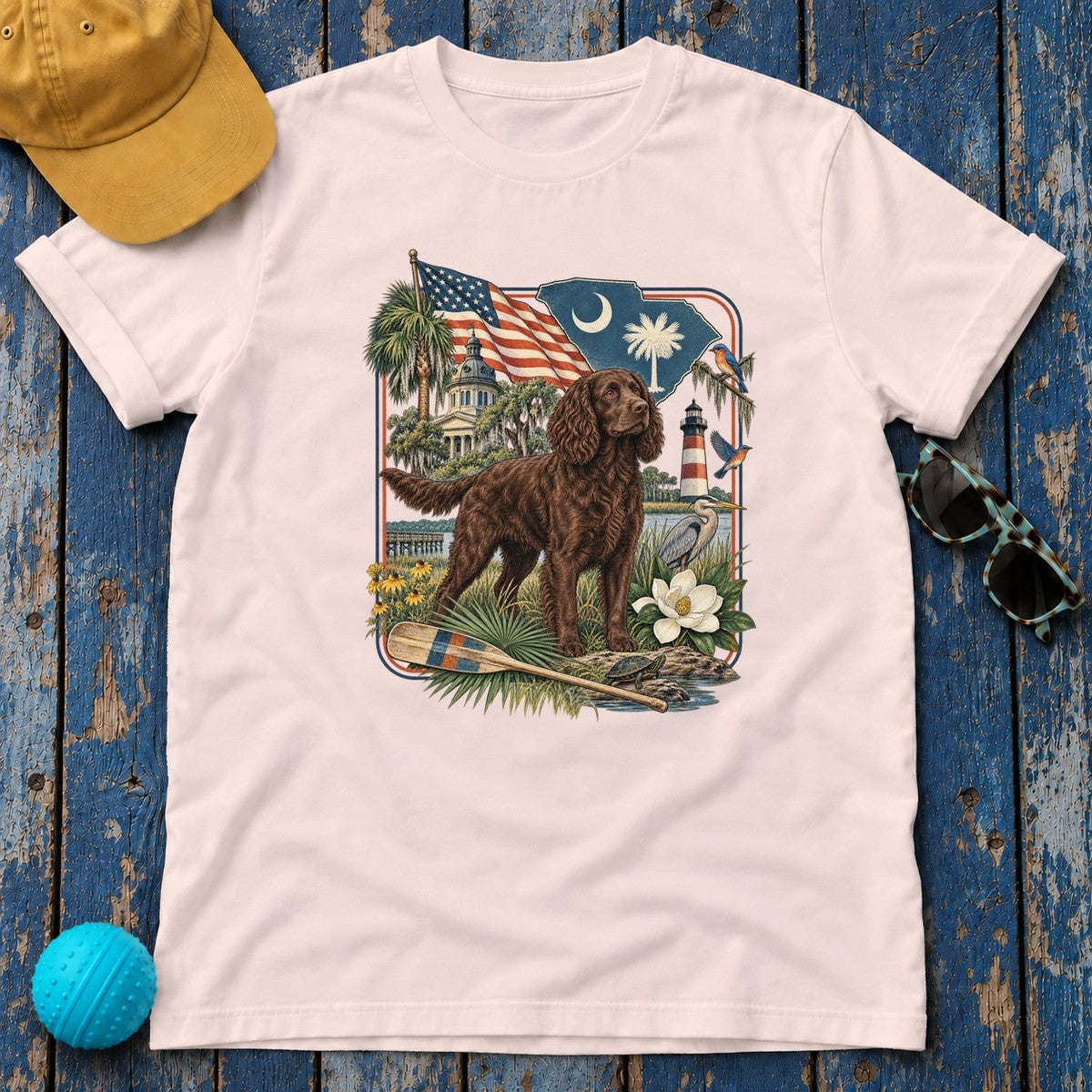 Boykin Spaniel South Carolina Heritage T-Shirt in Soft Pink