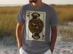 T-shirt with a Queen of Hearts card design featuring a pug.