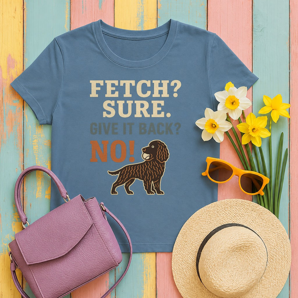 American Water Spaniel Fetch Sure Give It Back No Tee in Steel Blue