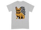 French bulldog wearing t-shirt that says "FULL-TIME COUCH POTATO".