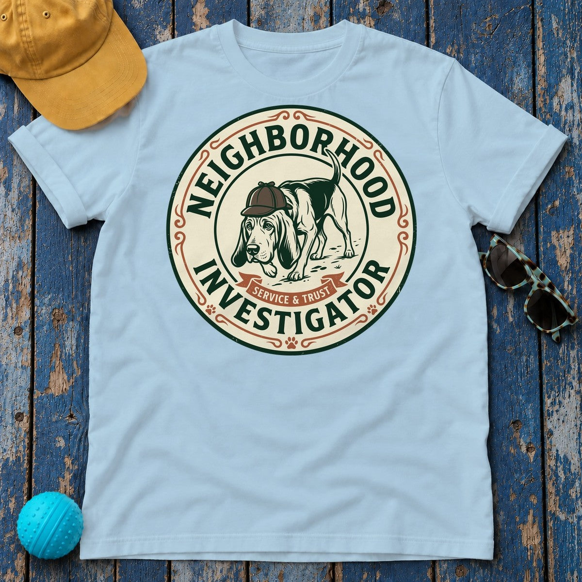 Neighborhood Investigator Bloodhound T-Shirt in Light Blue