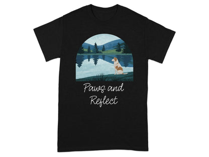 Dog Lake View Landscape Art Nature Lover Graphic T-Shirt T-shirt