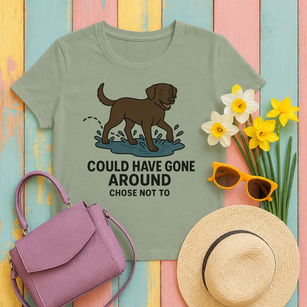 chesapeake bay retriever puddle-protocol tee flat lay hero