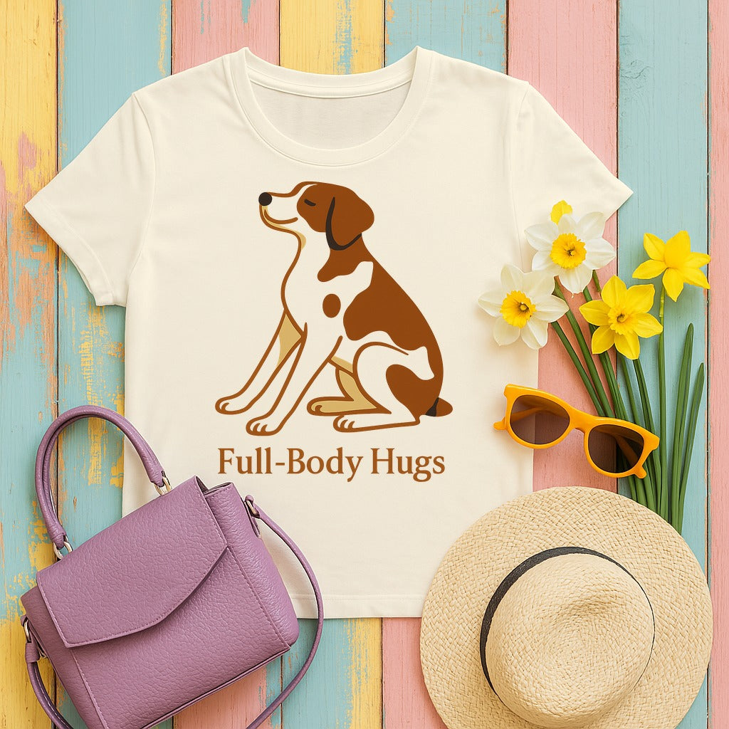 Brittany Spaniel Full-Body Hugs T-shirt in Natural