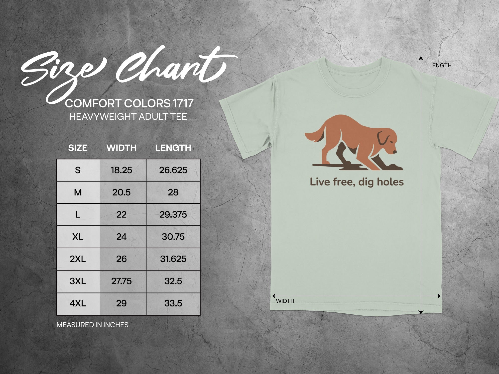 Live free dig holes heavyweight adult tee