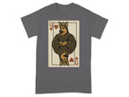 German Shepherd Queen of Hearts playing card graphic on a dark grey t-shirt.