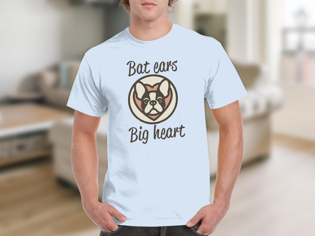 Bat Ears Big Heart Graphic Dog Illustration Shirt