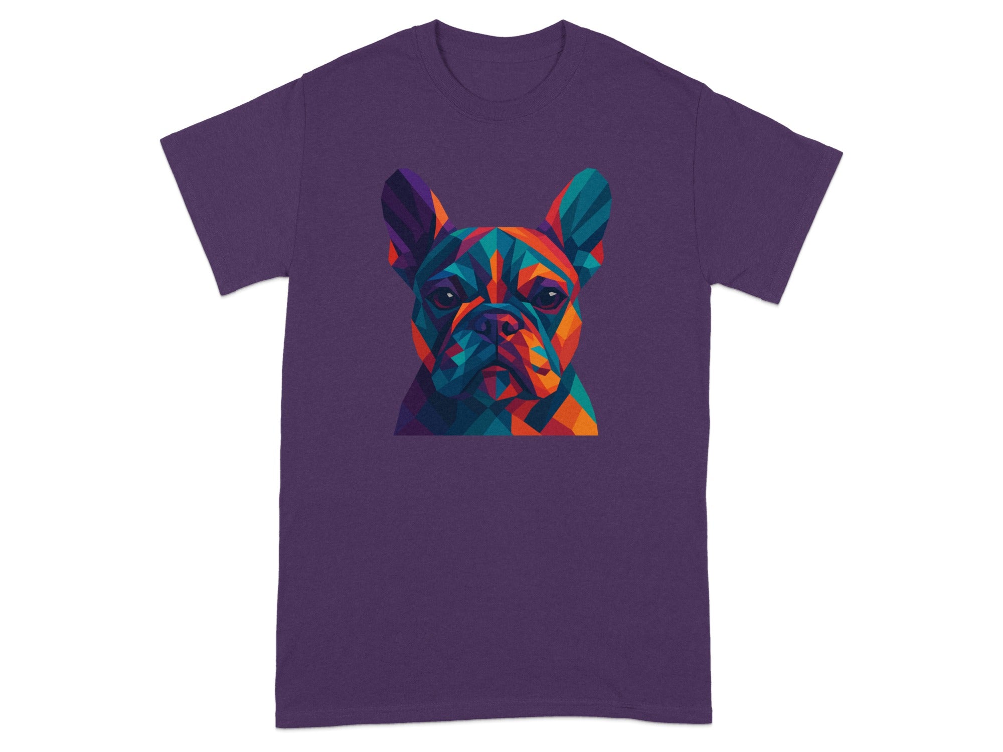 Colorful Geometric Bulldog Print Graphic T-shirt