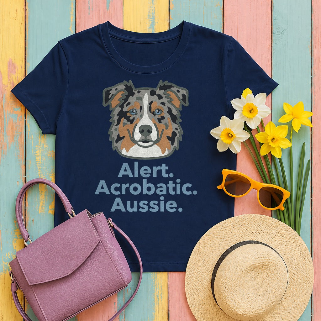 Alert. Acrobatic. Aussie. Graphic T-shirt in Navy