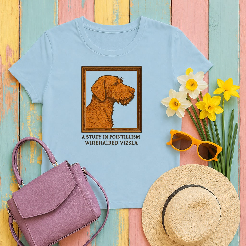 Wirehaired Vizsla A Study in Pointillism Tee in Light Blue