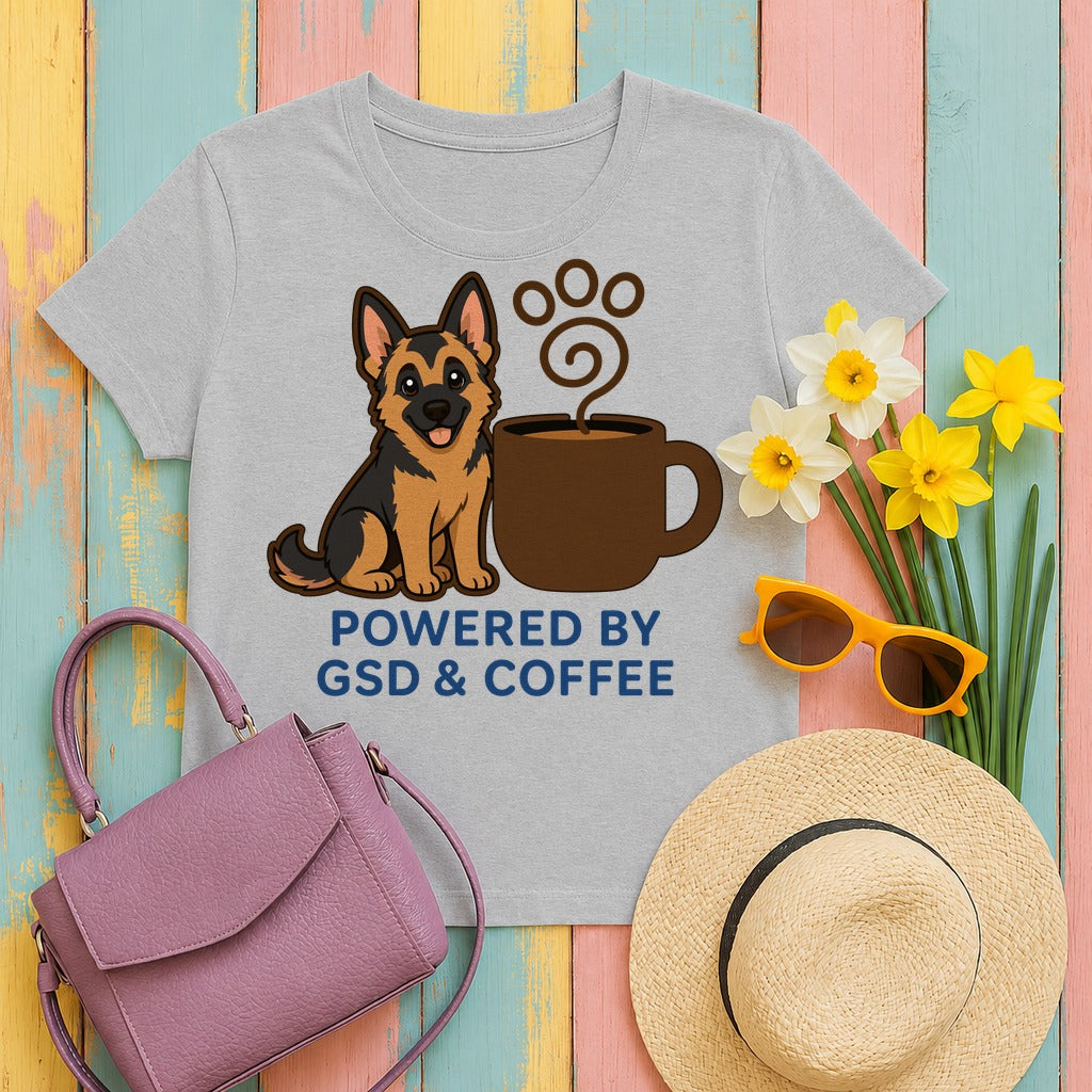 Powered By GSD & Coffee T-Shirt in Sport Grey