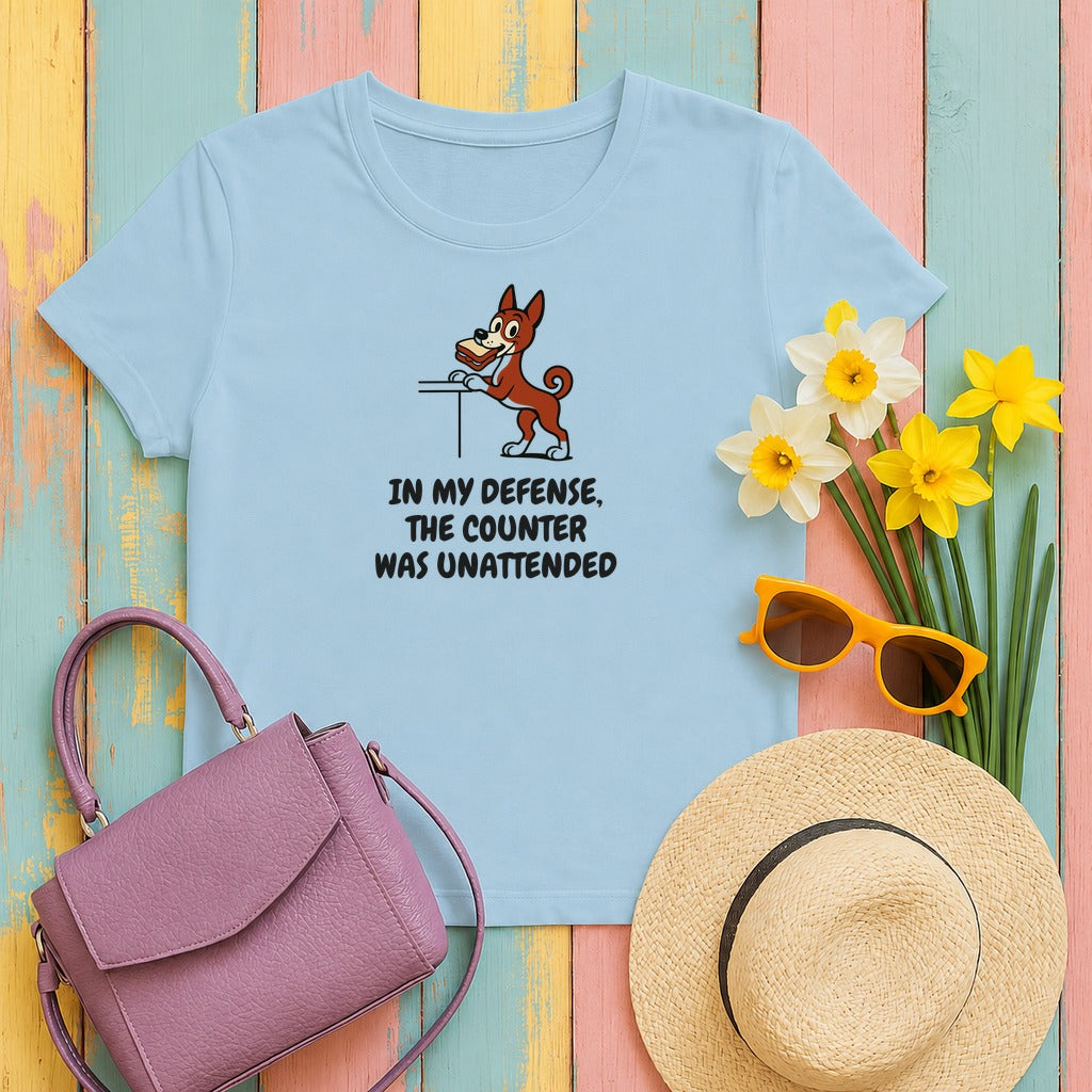 Basenji Counter Was Unattended Tee in Light Blue