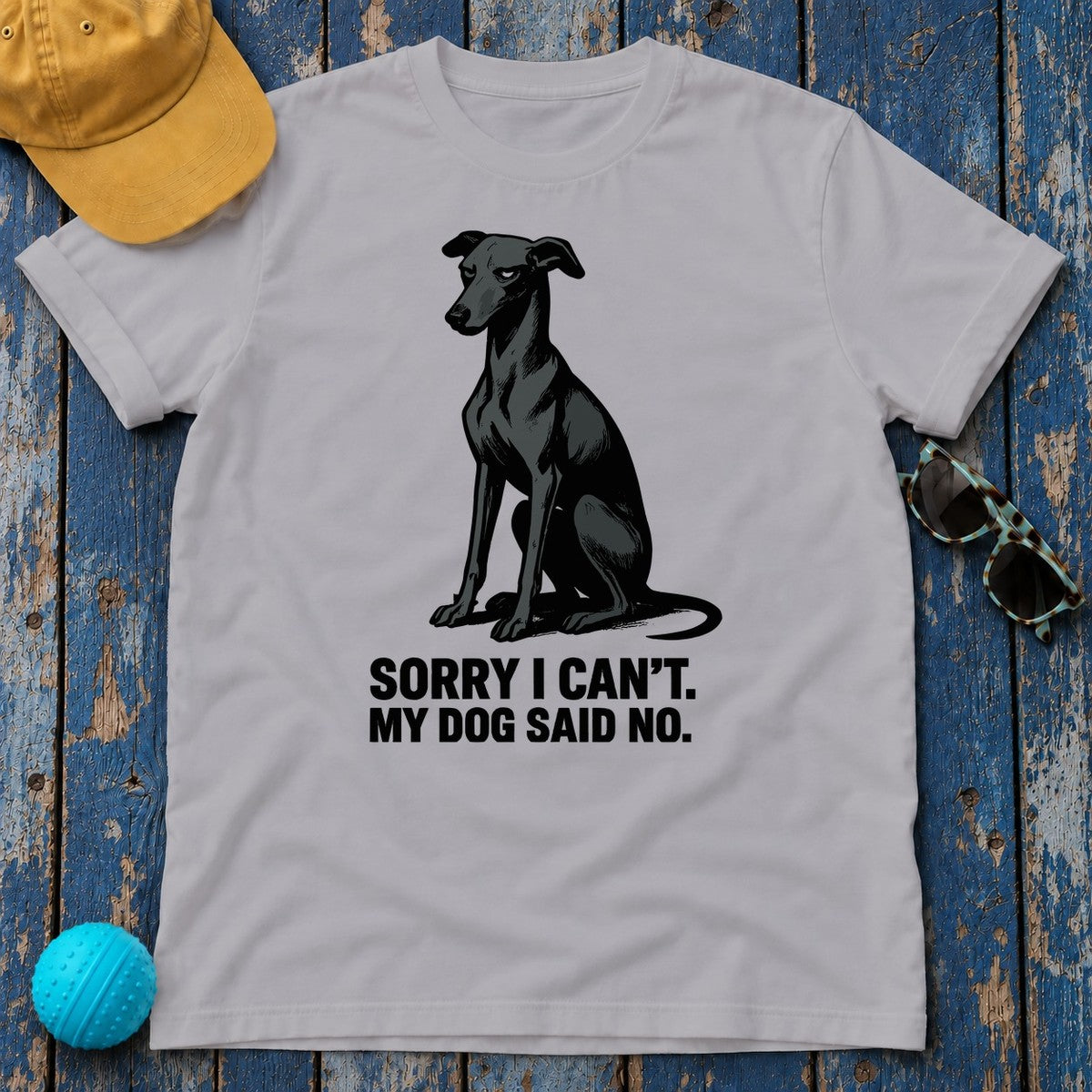 Greyhound Sorry I Can't My Dog Said No Tee in Athletic Heather