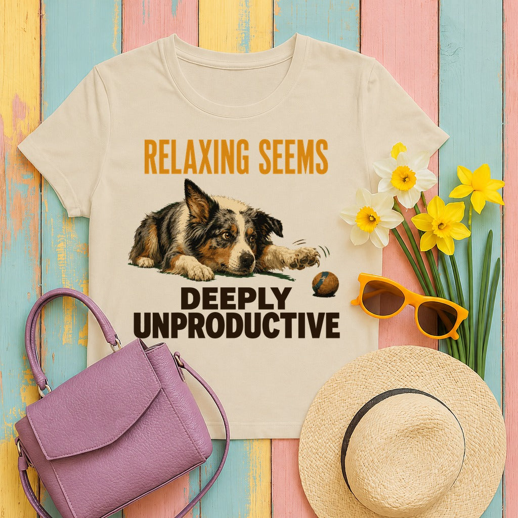 Relaxing Seems Unproductive Aussie T-Shirt in Sand