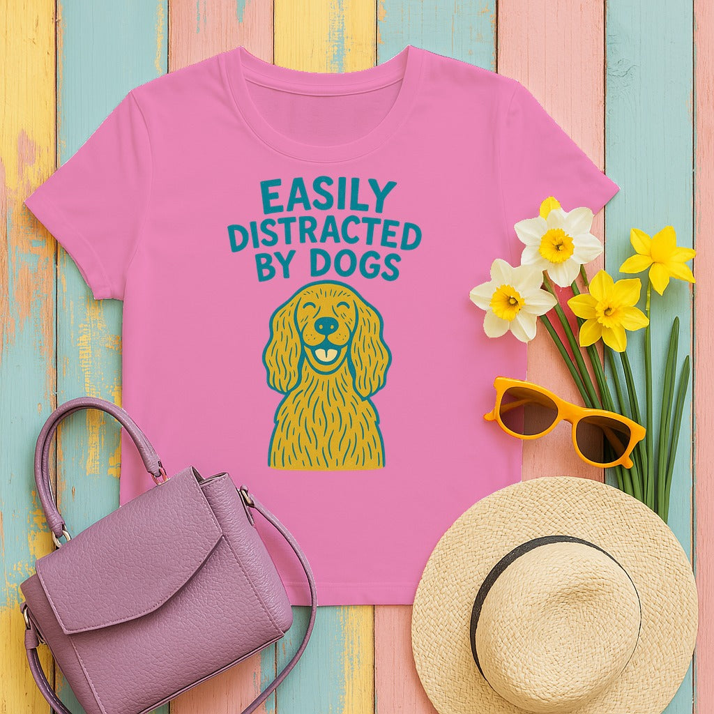 Easily Distracted By Dogs T-Shirt in Azalea