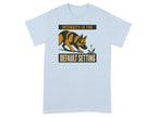 Light blue t-shirt with a German Shepherd and text "INTENSITY IS THE DEFAULT SETTING".
