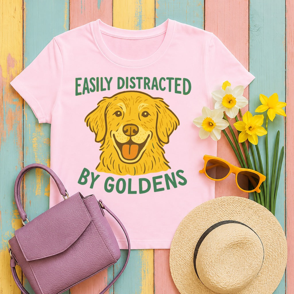 Easily Distracted By Goldens T-Shirt in Light Pink