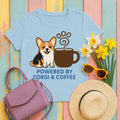 Powered By Corgi & Coffee T-shirt in Light Blue