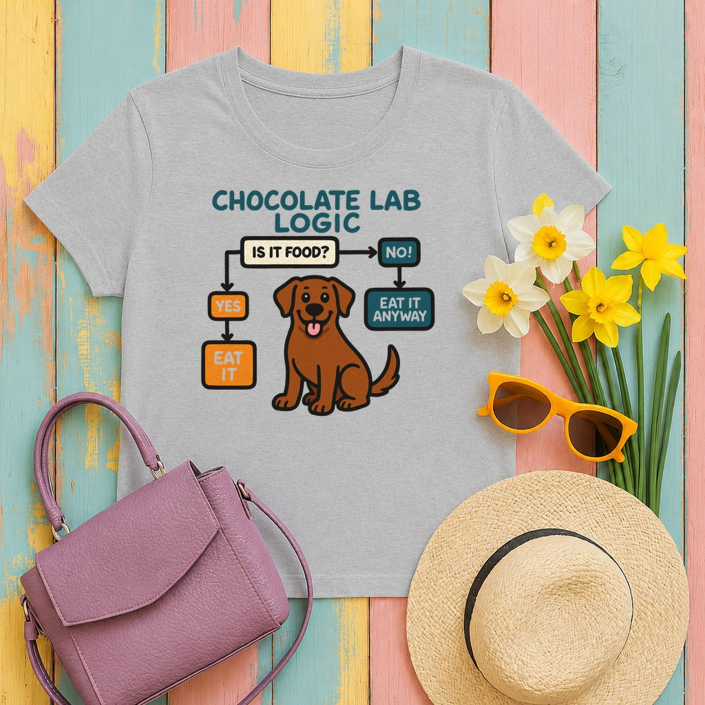 The Chocolate Lab Logic Flowchart T-Shirt in Sport Grey