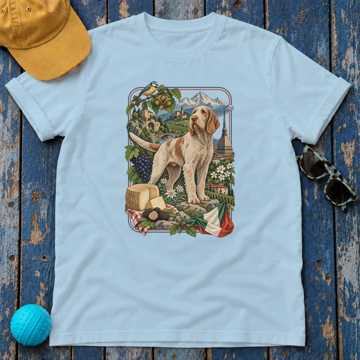 Spinone Italiano Italy Heritage T-Shirt in Light Blue