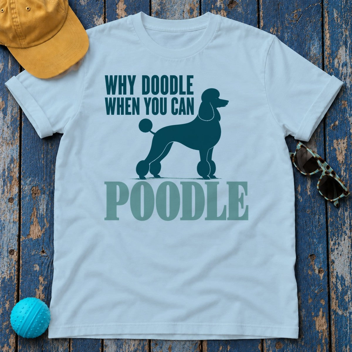 Poodle Perfection T-shirt in Light Blue
