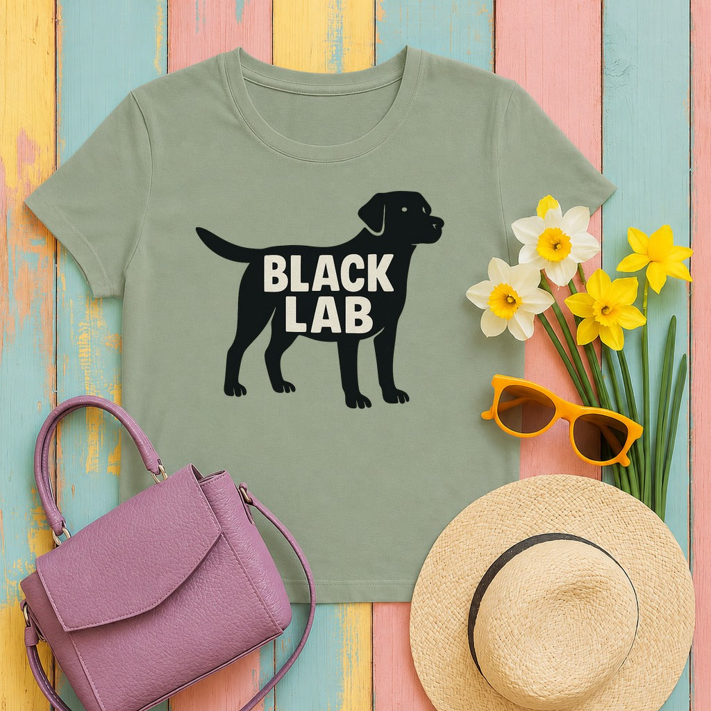 Black Lab Silhouette T-shirt in Sage