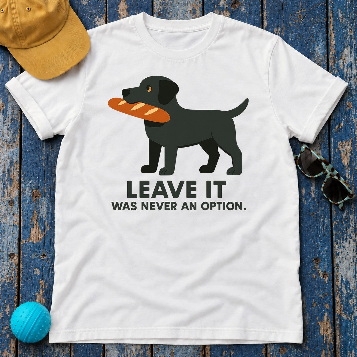 Black Lab Leave It Tee in White