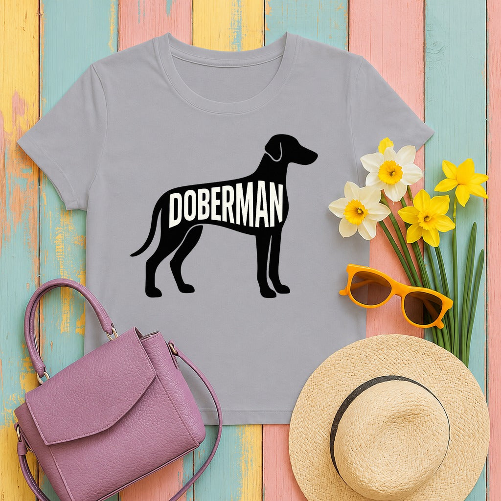 Doberman Silhouette Tee in Athletic Heather