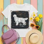 mig2 golden-retriever-woodcut-style tee flat lay hero v8