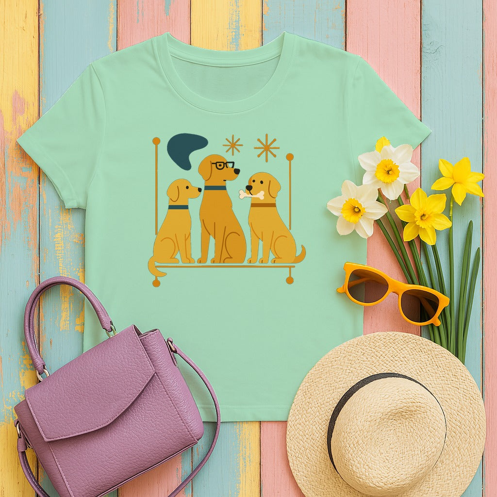 Mid-Century Yellow Lab T-Shirt in Mint Green