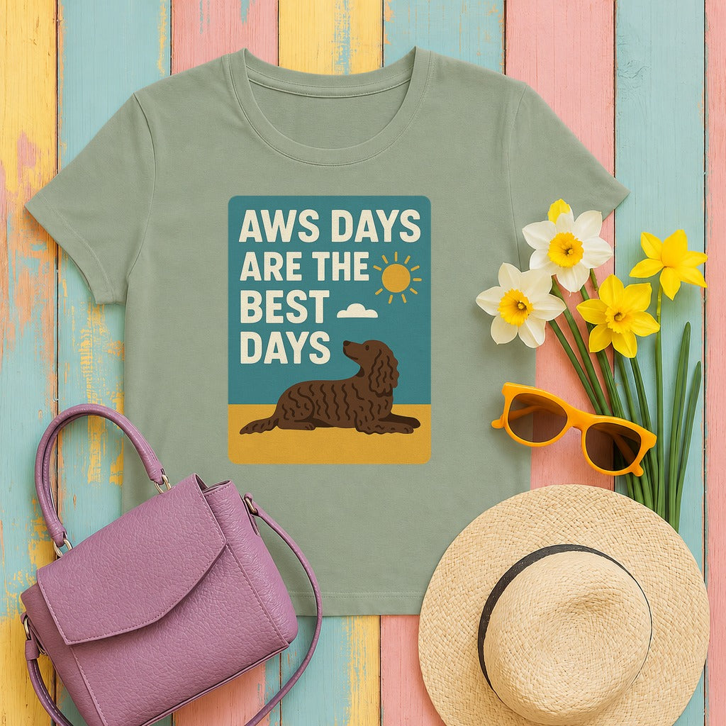 American Water Spaniel AWS Days Are The Best Days Tee in Sage