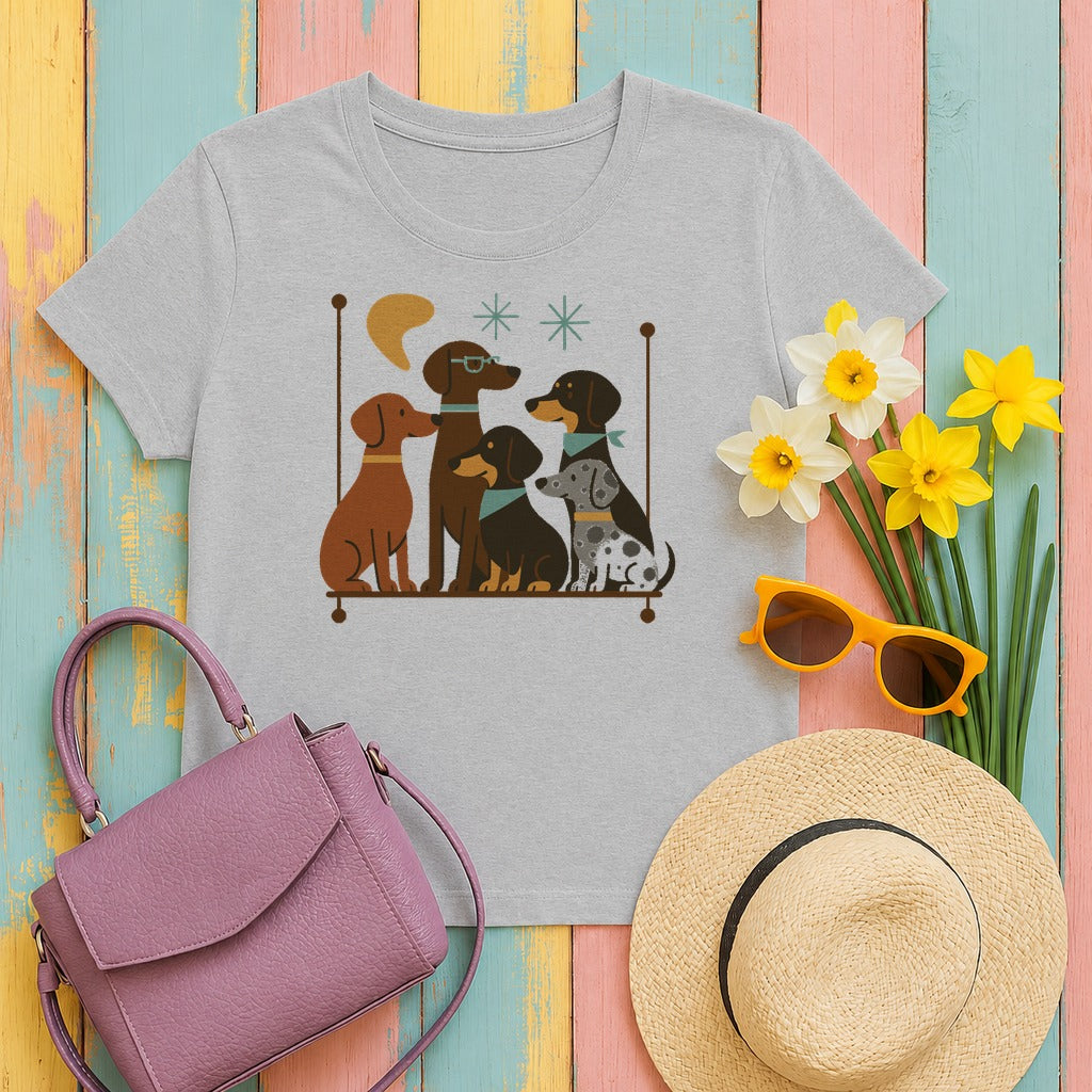 Mid-Century Dachshund T-Shirt in Sport Grey