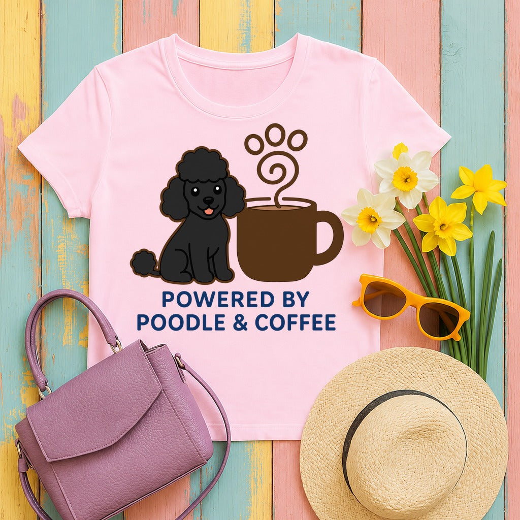 Poodle & Coffee Power T-Shirt in Light Pink