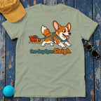 One Dog Open Sleigh Corgi T-Shirt — Sage