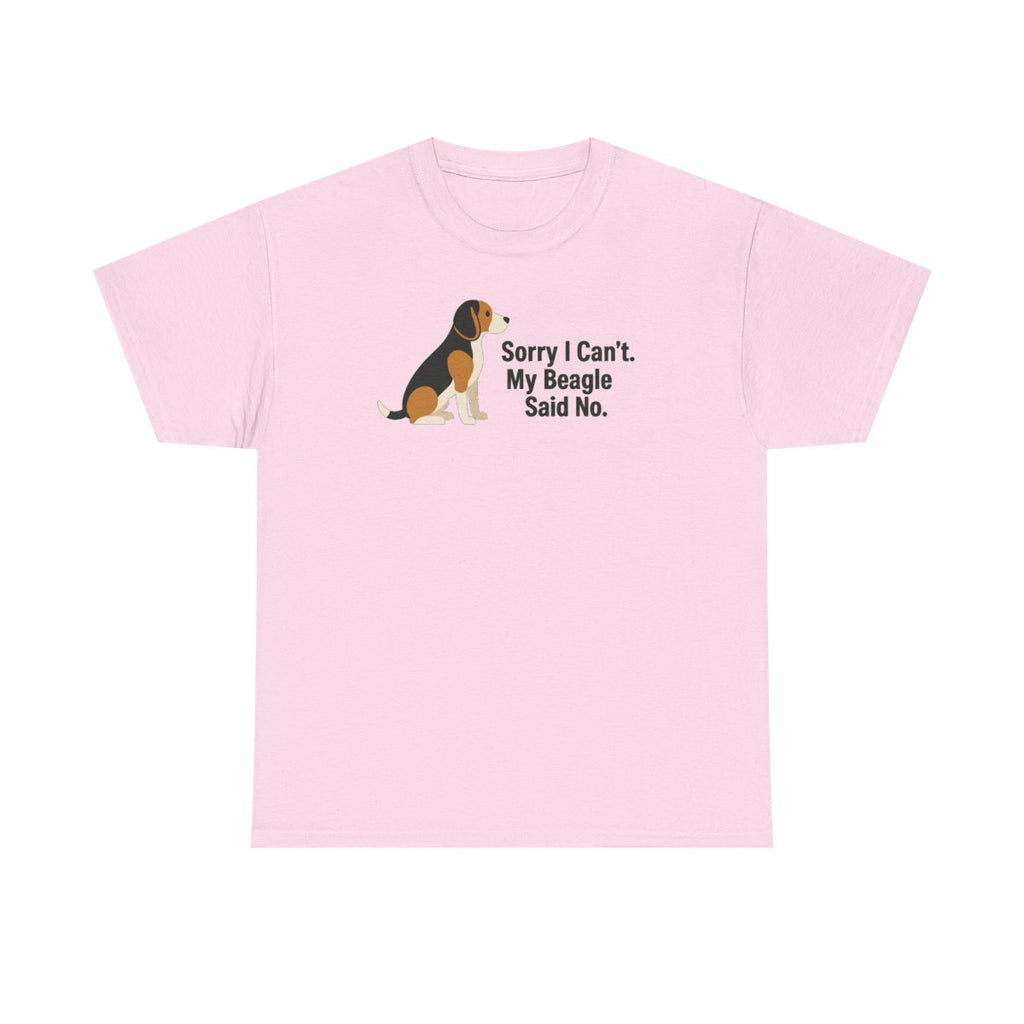 Beagle Veto: Sorry I Can't Graphic t-shirt, Light Pink