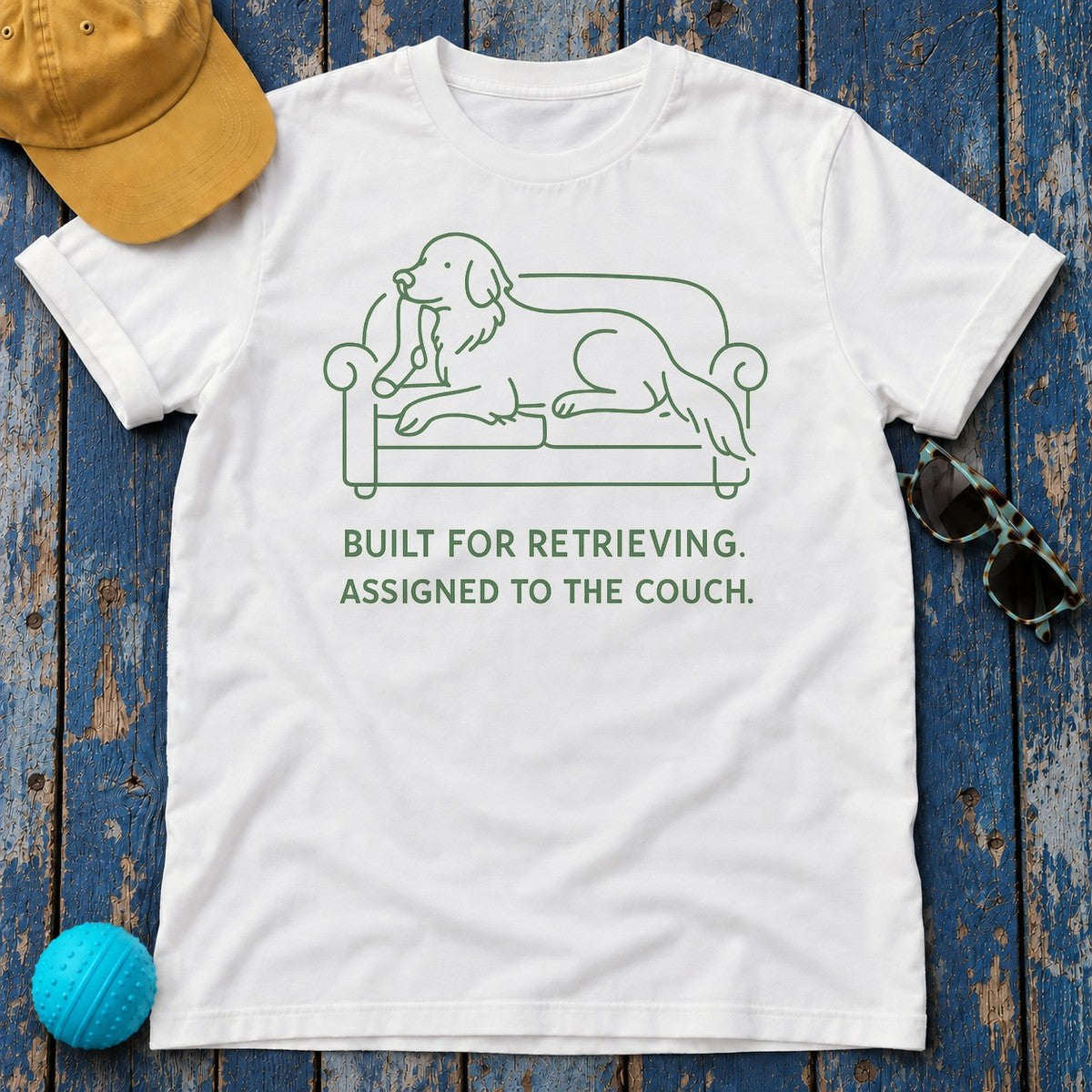 Golden Retriever Built For Retrieving Tee in White