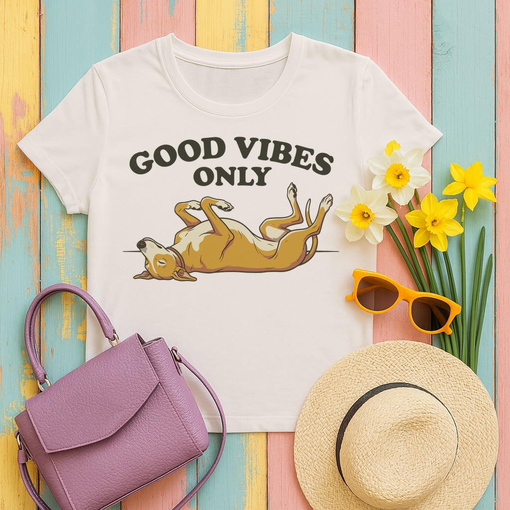Good Vibes Only Relaxed Greyhound T-Shirt in Ice Grey