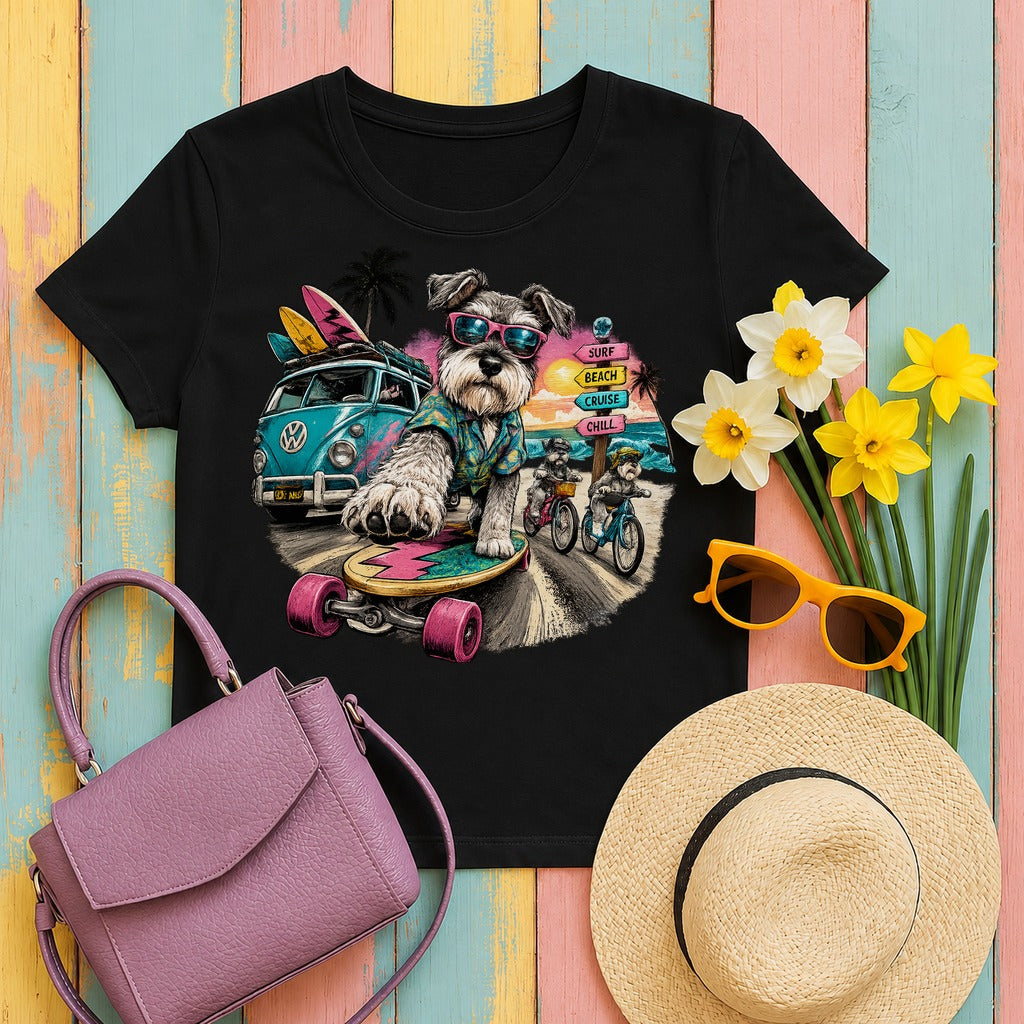 Schnauzer Surf Skater Adventure t-shirt