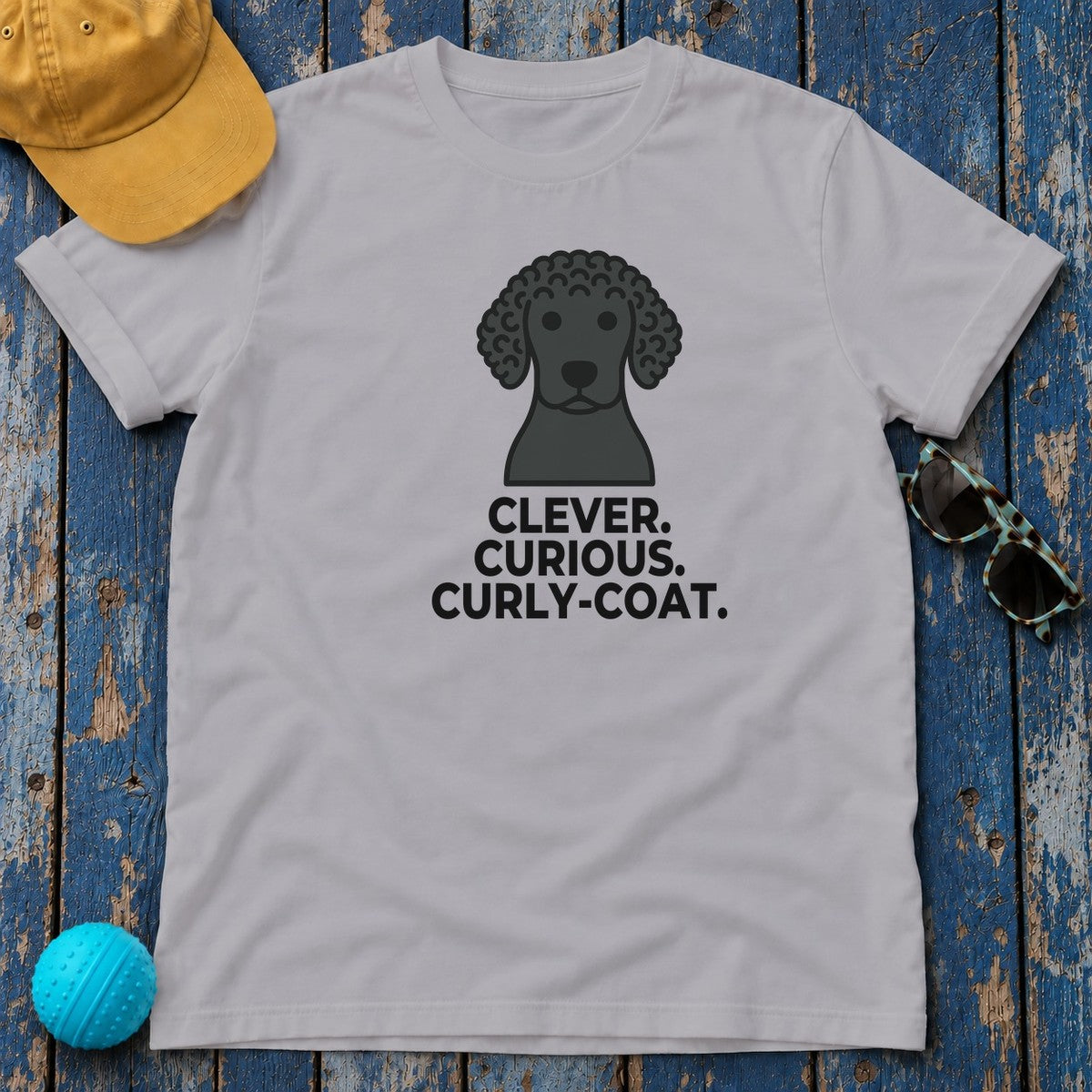 Clever. Curious. Curly-Coat. Curly-Coated Retriever T-Shirt in Athletic Heather