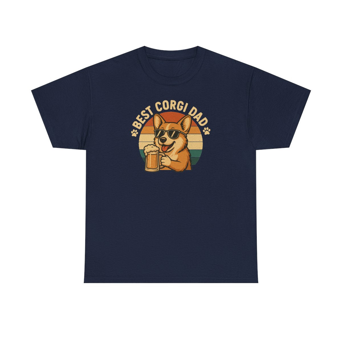Best Corgi Dad Beer Lover Dog Retro Style Art T-Shirt