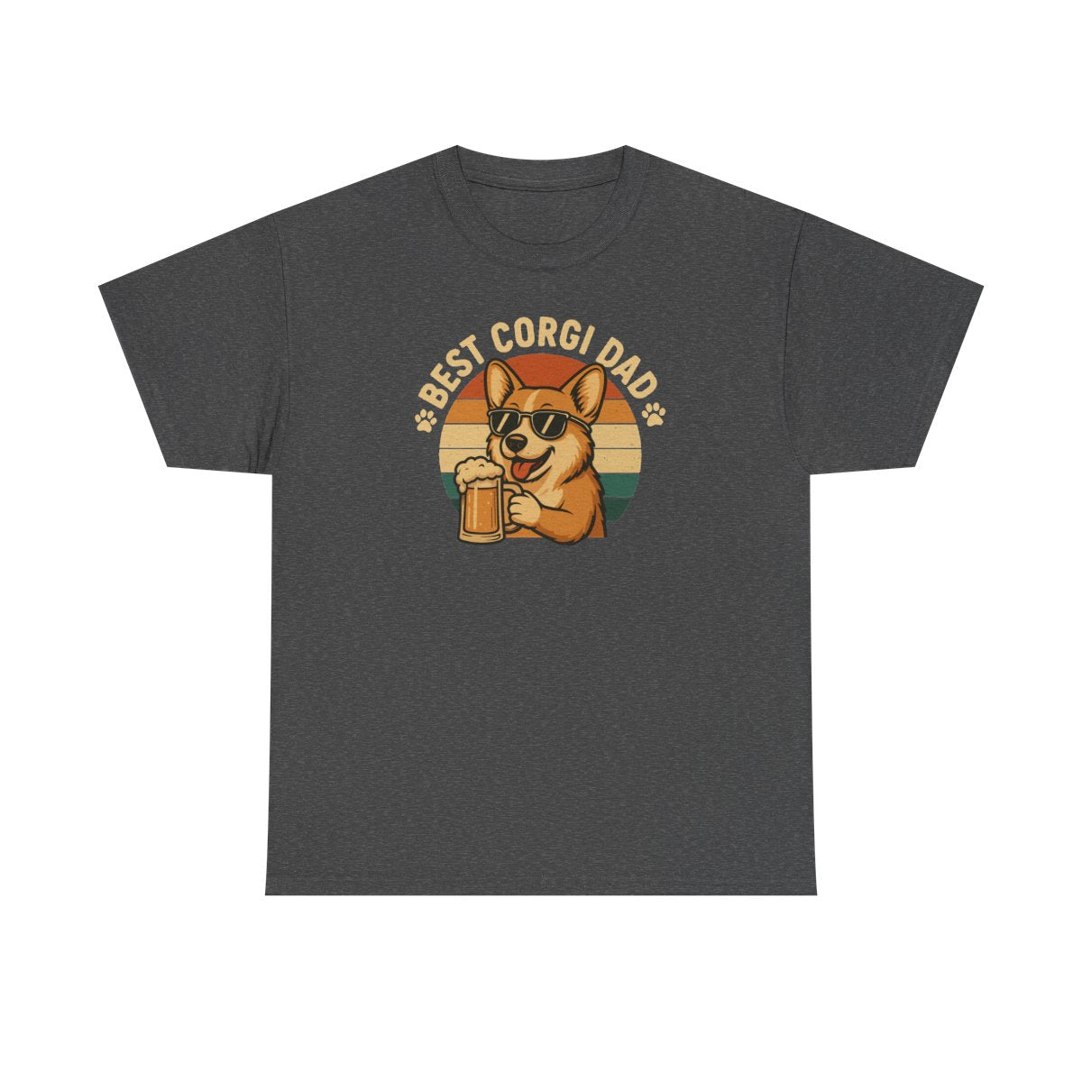 Best Corgi Dad Beer Lover Dog Retro Style Art T-Shirt