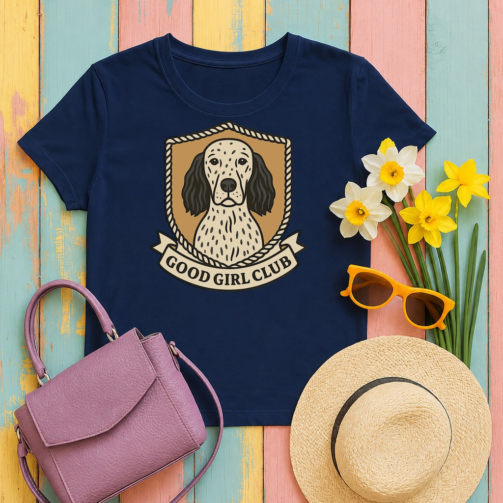 English Setter Good Girl Club Tee flat lay hero