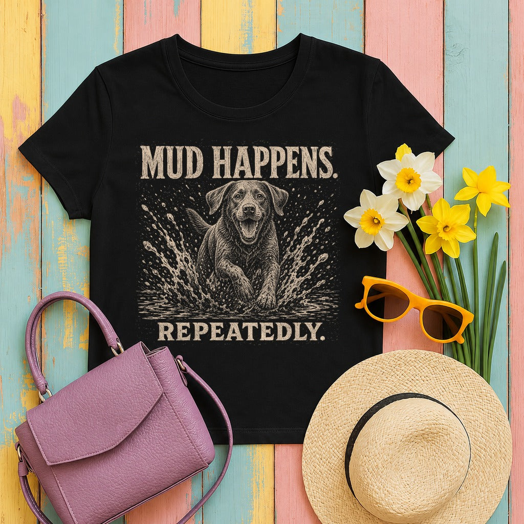 Labrador Retriever — Mud Happens Labrador T-Shirt in Black