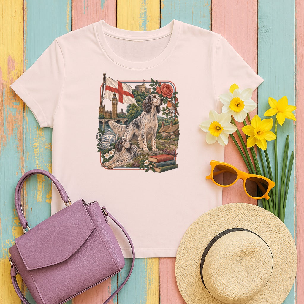 English Setter England Heritage tee, Soft Pink