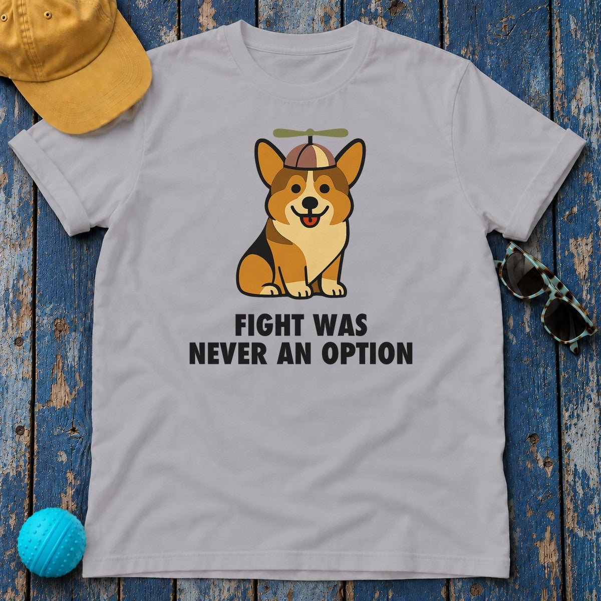 Corgi Fight Was Never An Option Tee in Athletic Heather