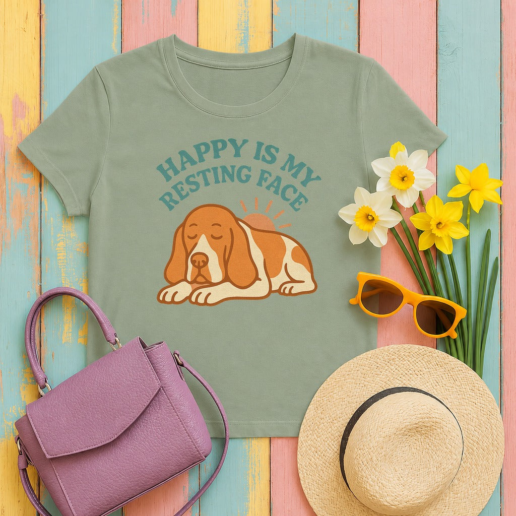 Bracco Italiano Happy Is My Resting Face Tee in Sage