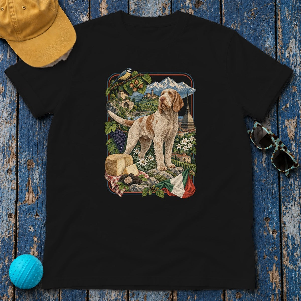 Spinone Italiano Italy Heritage T-Shirt in Black