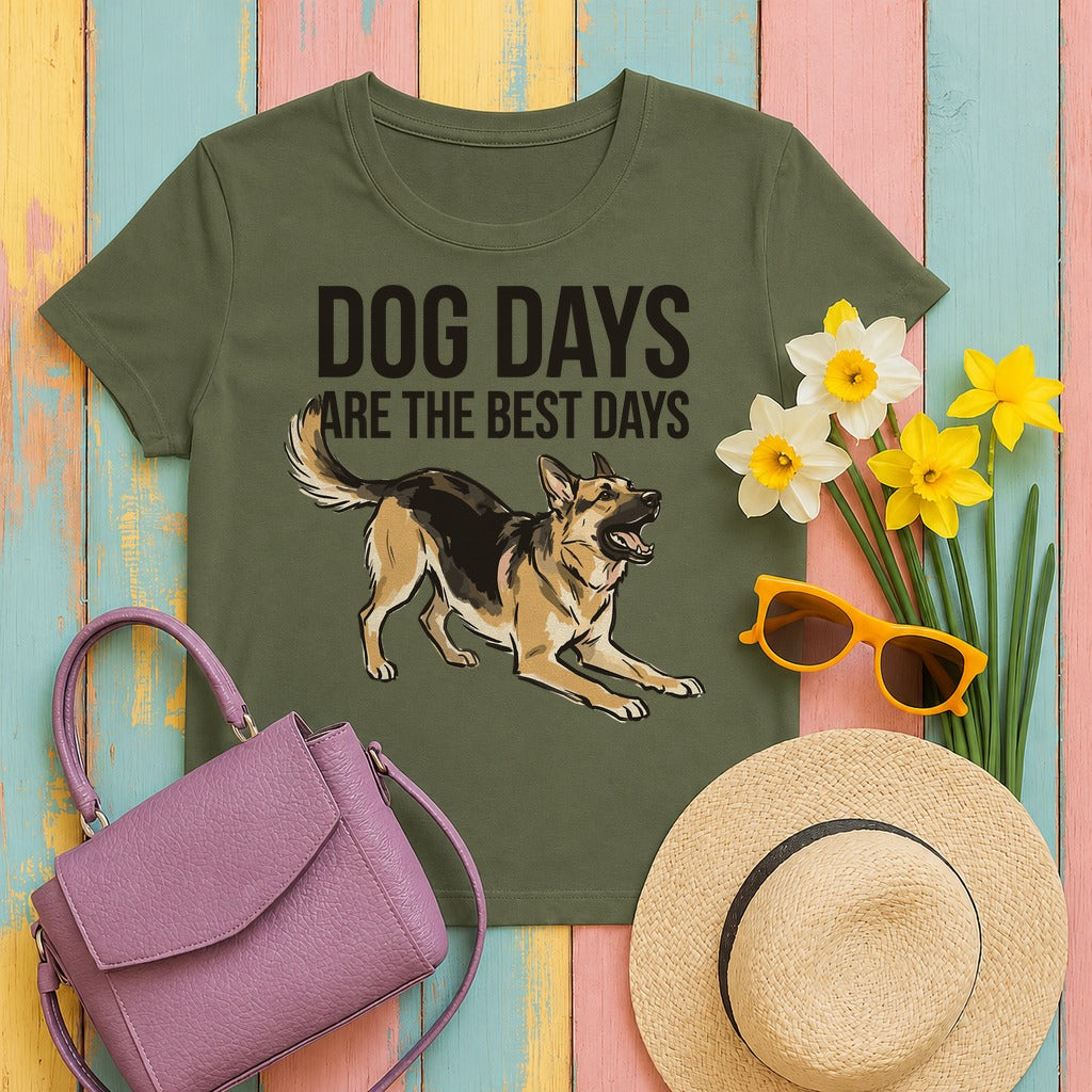 Dog Days German Shepherd T-Shirt in Military Green